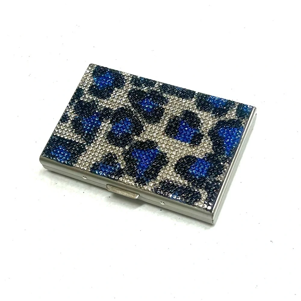 Victoria Leland Design Blue and Silver Rhinestone Card Holder